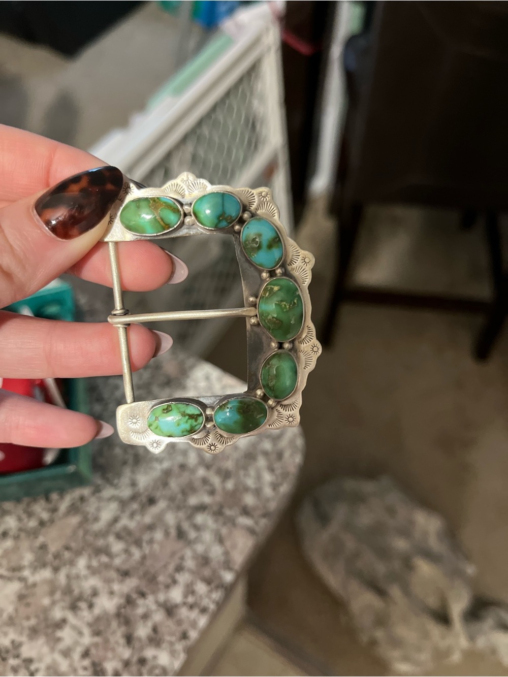 Sonoran Gold Turquoise Stone Sterling Silver Buckle